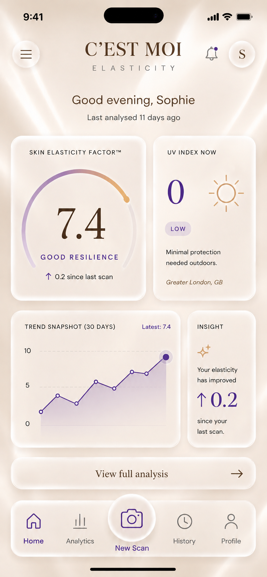 C'est Moi Elasticity app screen